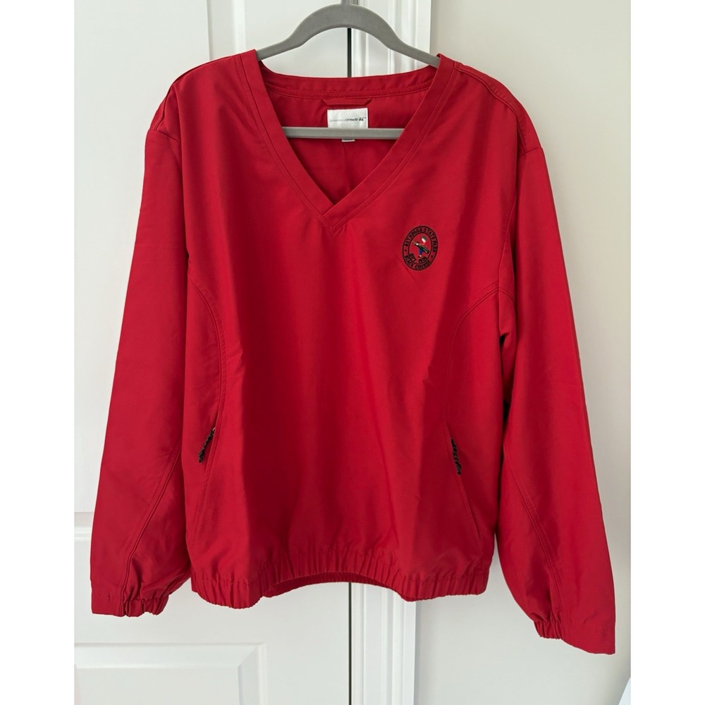 Cutter & Buck Windbreaker Jacket Bethpage Mens M Red Pullover V Neck Golf Jacket